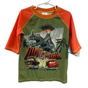 New Disney Cars on the Road Boys 9/10 UPF 50+ Swim Swimming Short Sleeve Shirt
